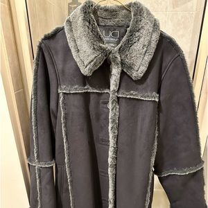 Full length suede coat with fur lining